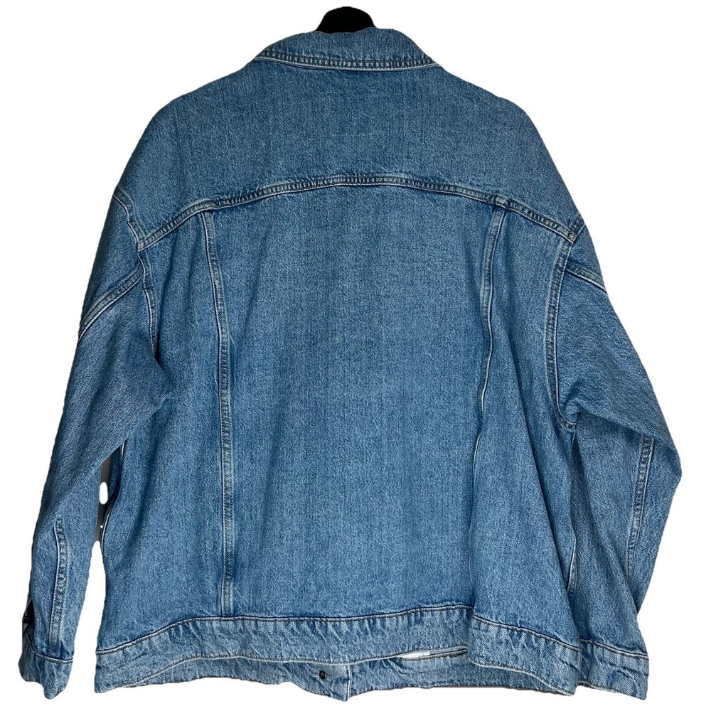 Pilcro Women's Weston Boyfriend Denim Jacket Sz L Blue Distressed Pockets Boho - Picture 2 of 8
